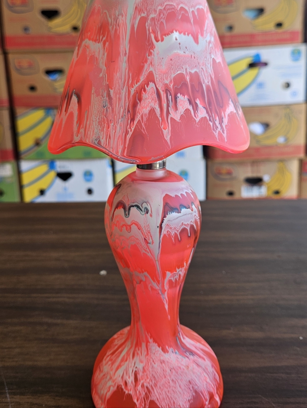 Vgt Pink Swirl Tea Light Lamp 11 1/4" Tall See Discription